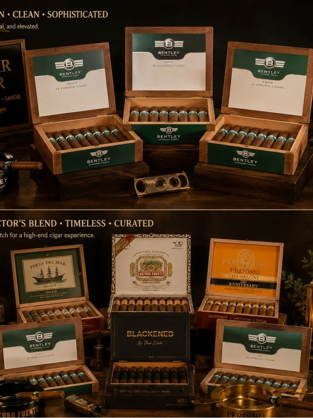 Bentley White Edition Empty Wooden Cigar Boxes Wedding Display Crafts